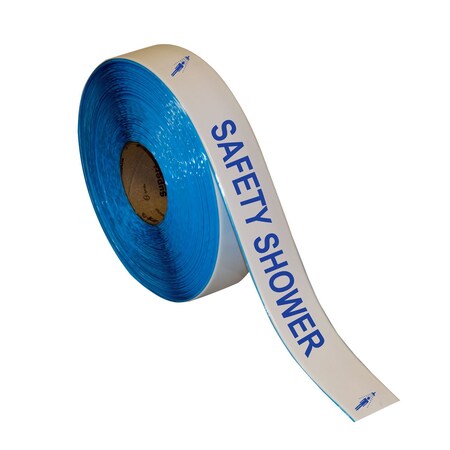 Superior Mark Floor Marking Message Tape, 2in x 100Ft , SAFETY SHOWER KEEP CLEAR IN-40-721I